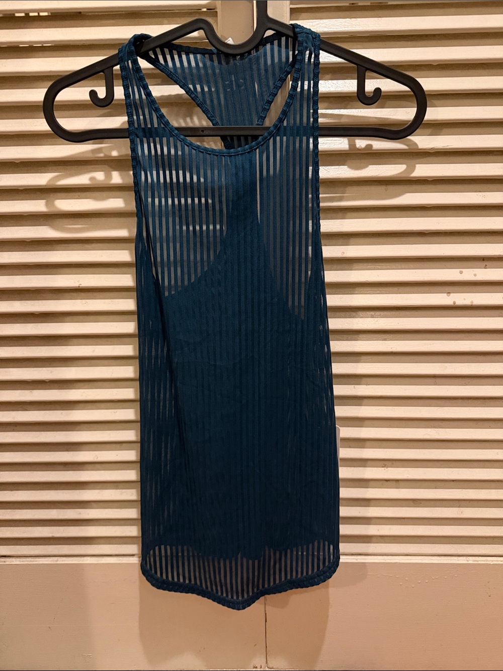 ALO Yoga Legion Blue Sheer Striped Essence Racerback Tank